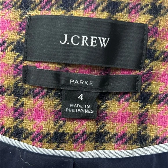 J. Crew Parke Plaid English Moon Houndstooth Wool Blazer